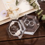 Personalized Boho Wedding Ring Box Hexagon Ring Box with Magnet Acrylic Jewelry Storage Gift for Wedding Engagement Proposal Idea
