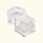 Personalized Boho Wedding Ring Box Hexagon Ring Box with Magnet Acrylic Jewelry Storage Gift for Wedding Engagement Proposal Idea