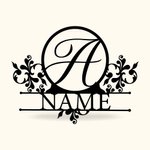 Personalized Family Name and Monogram Letter Metal Sign Wall Decor  for Home Kitchen Housewarming Anniversary Gift