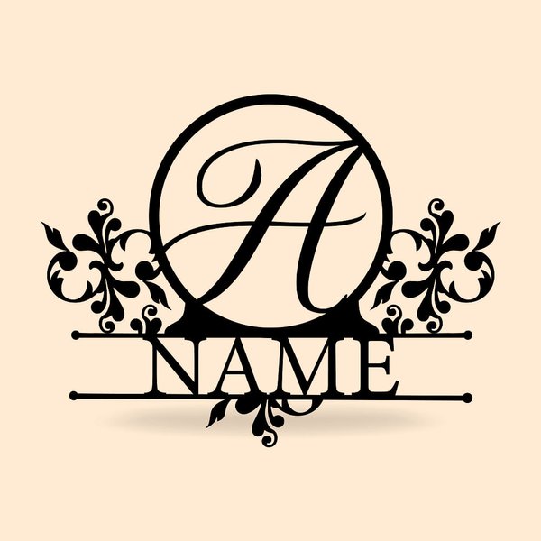 Family Name Monogram Metal Sign Wall Decor