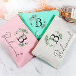 Personalisierte Eukalyptus Stil Make-up Tasche Kosmetiktasche mit Namen für Brautjungfer beste Freundin Hochzeit Braut Dusche Bachelor Party Geschenk