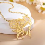 Personalised Birth Flower Heart Necklace with Name Floral Jewellery Mother's Day Valentine Anniversary Bridesmaid Gift