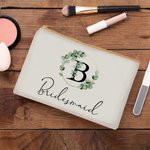 Personalisierte Eukalyptus Stil Make-up Tasche Kosmetiktasche mit Namen für Brautjungfer beste Freundin Hochzeit Braut Dusche Bachelor Party Geschenk