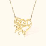 Personalised Birth Flower Heart Necklace with Name Floral Jewellery Mother's Day Valentine Anniversary Bridesmaid Gift