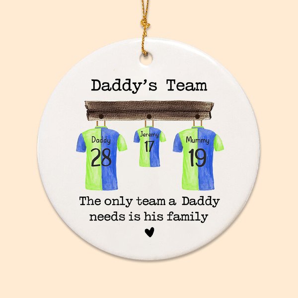 Personalizzato Squadra di calcio di papà Camicia di famiglia Albero di Natale Ornamento per la festa del papà Regalo di Natale per il padre Nonno Mari