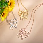 Personalised Birth Flower Heart Necklace with Name Floral Jewellery Mother's Day Valentine Anniversary Bridesmaid Gift