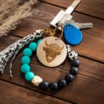 Henkilökohtainen Cow Print Rannekoru Avaimenperä Highland Cow Avaimenperä nimi Silikoni Helmet rannerengas Naisten Tytöt