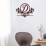 Personalized Family Name and Monogram Letter Metal Sign Wall Decor  for Home Kitchen Housewarming Anniversary Gift