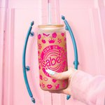 Personalised 20oz Hot Pink Fashion Girl Glass Tumbler with Lid and Straw Birthday Christmas Gift for Kid or Wedding Gift for Bachelorette Party