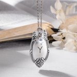 Personalized Engraved Religion Verse or Initial Necklace with Freshwater Pearl Charm Vintage Floral Spoon Jewelry for Women