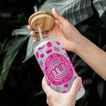 Personalised 20oz Hot Pink Fashion Girl Glass Tumbler with Lid and Straw Birthday Christmas Gift for Kid or Wedding Gift for Bachelorette Party