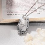 Personalized Engraved Religion Verse or Initial Necklace with Freshwater Pearl Charm Vintage Floral Spoon Jewelry for Women