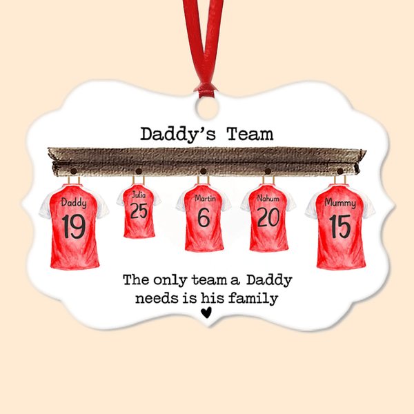 Personalizzato Squadra di calcio di papà Camicia di famiglia Albero di Natale Ornamento per la festa del papà Regalo per il padre Nonno Marito