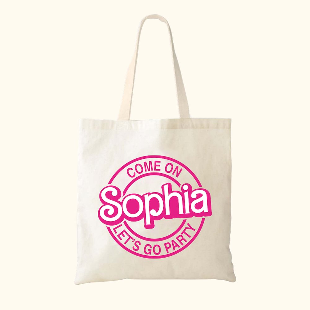 Sac en toile Style Poupée Rose réutilisable avec lettre ou nom pour Camping Shopping Voyage Anniversaire Mariage Cadeau pour Elle