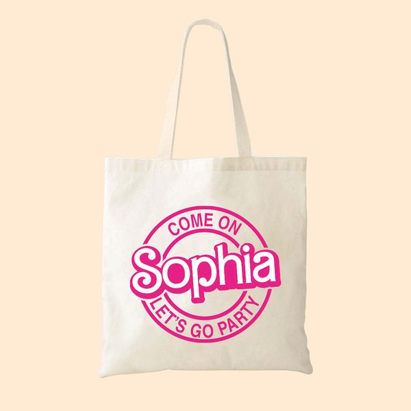 Sac en toile Style Poupée Rose réutilisable avec lettre ou nom pour Camping Shopping Voyage Anniversaire Mariage Cadeau pour Elle