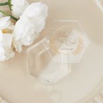 Personalized Boho Wedding Ring Box Hexagon Ring Box with Magnet Acrylic Jewelry Storage Gift for Wedding Engagement Proposal Idea