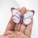 Personalized Silk Butterfly Brooch Pin with Words Photo and Crystal Memorial Graduation Wedding Gift for Bride Graduate