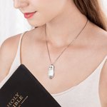 Personalized Engraved Religion Verse or Initial Necklace with Freshwater Pearl Charm Vintage Floral Spoon Jewelry for Women