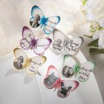 Personalized Silk Butterfly Brooch Pin with Words Photo and Crystal Memorial Graduation Wedding Gift for Bride Graduate