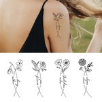 Personalized Birth Flowers Tattoo with 2 Names Wild Plant Tattoo Sticker Floral Name Design Couple Best Friend Family Gift