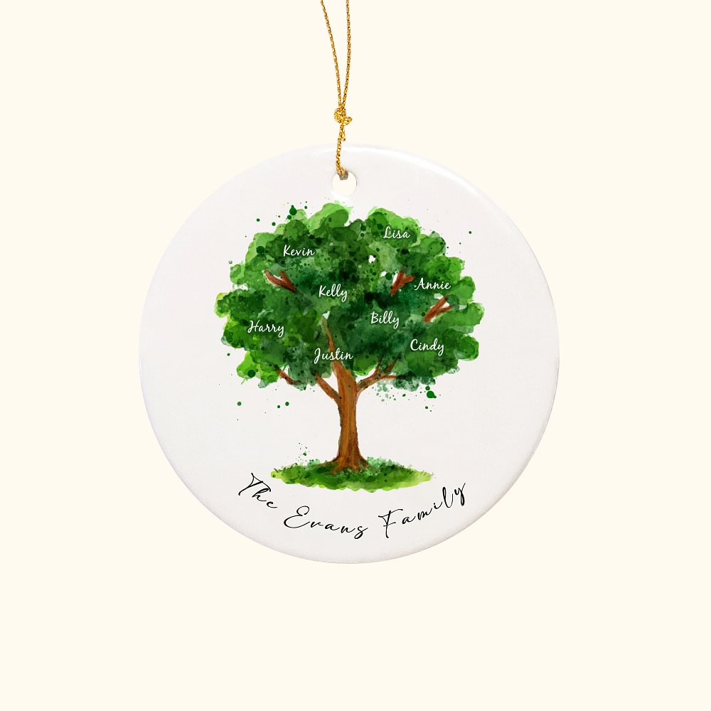 Ornement de Noël personnalisé en céramique avec noms Cadeau pour grands-parents Décoration de la maison Souvenirs de famille