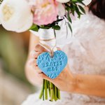 Personalized Something Blue Bouquet Charm Handmade Clay Charm with Twine and Card Wedding Gift for Bride