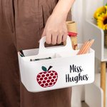 Personalized Apple Design Desk Organizer Pencil Holder with Compartment and Name Back to School Appreciation Gift for Teacher