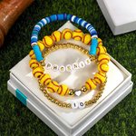 Personalized Baseball Softball Beaded Stretchy Bracelet Earring Set with Name and Number Birthday  Jewelry Gift for Sports Lover