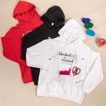 Personalized Crochet Knitting Theme Pullover Hoodie with Yarn Storage Pocket Creative Sweatshirt Gift for Knitter Yarn Lover