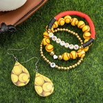 Personalized Baseball Softball Beaded Stretchy Bracelet Earring Set with Name and Number Birthday  Jewelry Gift for Sports Lover