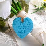 Personalized Something Blue Bouquet Charm Handmade Clay Charm with Twine and Card Wedding Gift for Bride