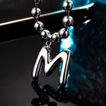 Collar personalizado unisex de cadena de bolas con iniciales de burbujas de gran tamaño Regalo de cumpleaños del Día del Padre para el amante del hip-