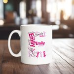 Tasse en céramique blanche personnalisée avec noms en double pour Meilleur ami Famille Collègue Anniversaire Graduation Cadeau de pendaison de crémail