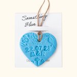 Personalized Something Blue Bouquet Charm Handmade Clay Charm with Twine and Card Wedding Gift for Bride