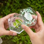 Personalized Acrylic Ring Box with Magnetic Eucalyptus Ring Bearer Bride Accessory Engagement Wedding Ceremony Gift for Newlyweds