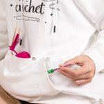 Personalized Crochet Knitting Theme Pullover Hoodie with Yarn Storage Pocket Creative Sweatshirt Gift for Knitter Yarn Lover