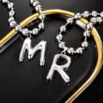 Collar personalizado unisex de cadena de bolas con iniciales de burbujas de gran tamaño Regalo de cumpleaños del Día del Padre para el amante del hip-