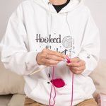 Personalized Crochet Knitting Theme Pullover Hoodie with Yarn Storage Pocket Creative Sweatshirt Gift for Knitter Yarn Lover