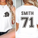 Personalized American Football Rugby Helmet Design Shirt or Sweatshirt with Name and Number Football Party Gift for Football Lovers