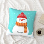 Personalized Snowman Snowflake Throw Pillow Cover Winter Snowy Day Sofa Cushion Cover Home Decor Christmas Gift for Family Friend