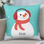 Personalized Snowman Snowflake Throw Pillow Cover Winter Snowy Day Sofa Cushion Cover Home Decor Christmas Gift for Family Friend