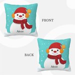 Personalized Snowman Snowflake Throw Pillow Cover Winter Snowy Day Sofa Cushion Cover Home Decor Christmas Gift for Family Friend