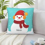 Personalized Snowman Snowflake Throw Pillow Cover Winter Snowy Day Sofa Cushion Cover Home Decor Christmas Gift for Family Friend