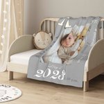 Personalisierte weiche Flanell-oder Sherpa-Decke mit Baby-Informationen und Foto Baby-Dusche Geschenk für Neugeborene Geburt Statistiken Geschenk