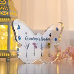 Personalized Birth Flowers Butterflies Acrylic Plaque with Kid's Name Grandma's Garden Desk Ornament Gift for Grandma Mom