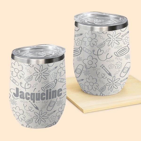 Personalisierte 12oz Edelstahl doppelte Wand Vakuum isoliert Wein Tumbler mit Namen Krankenschwester Graduierung Geschenk Krankenschwester Woche Gesch