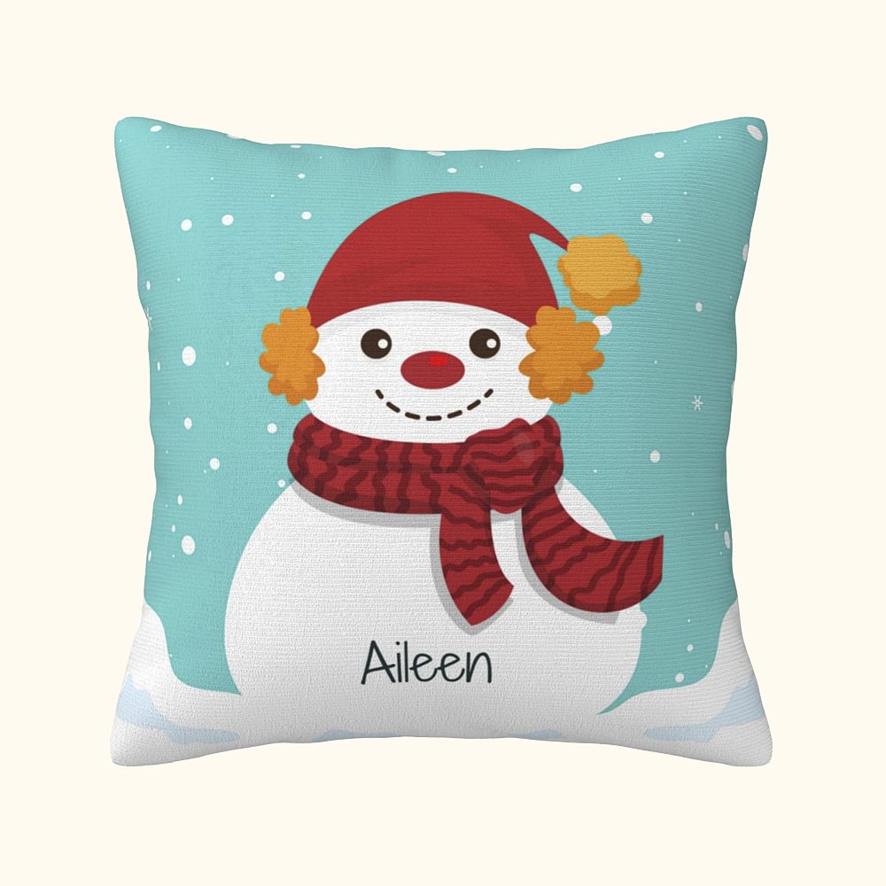 Housse de coussin personnalisée Bonhomme de neige Flocon de neige Housse de coussin de canapé Décoration intérieure Cadeau de Noël pour la famille et
