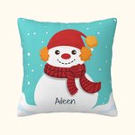 Personalized Snowman Snowflake Throw Pillow Cover Winter Snowy Day Sofa Cushion Cover Home Decor Christmas Gift for Family Friend