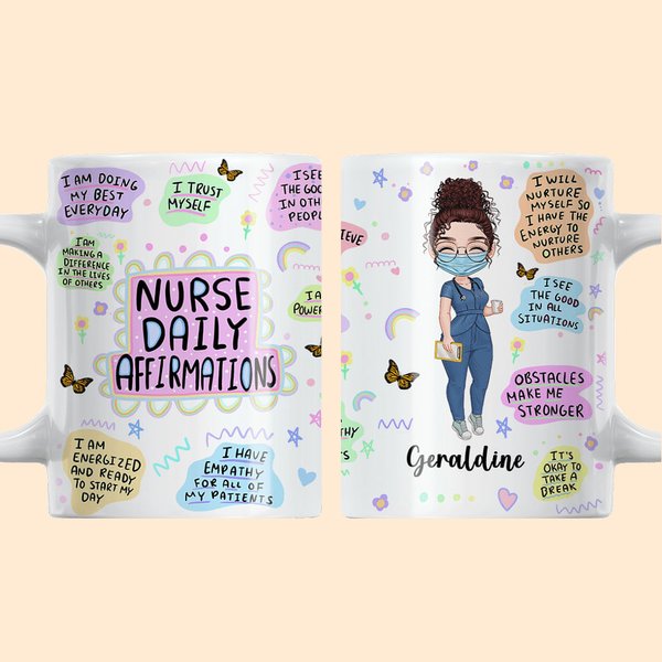 Tazza personalizzata in ceramica bianca da 11 once con nome per il lavoro, l'ufficio, il campeggio, la settimana dell'infermiere, la laurea, il Natale