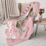 Personalisierte weiche Flanell-oder Sherpa-Decke mit Baby-Informationen und Foto Baby-Dusche Geschenk für Neugeborene Geburt Statistiken Geschenk